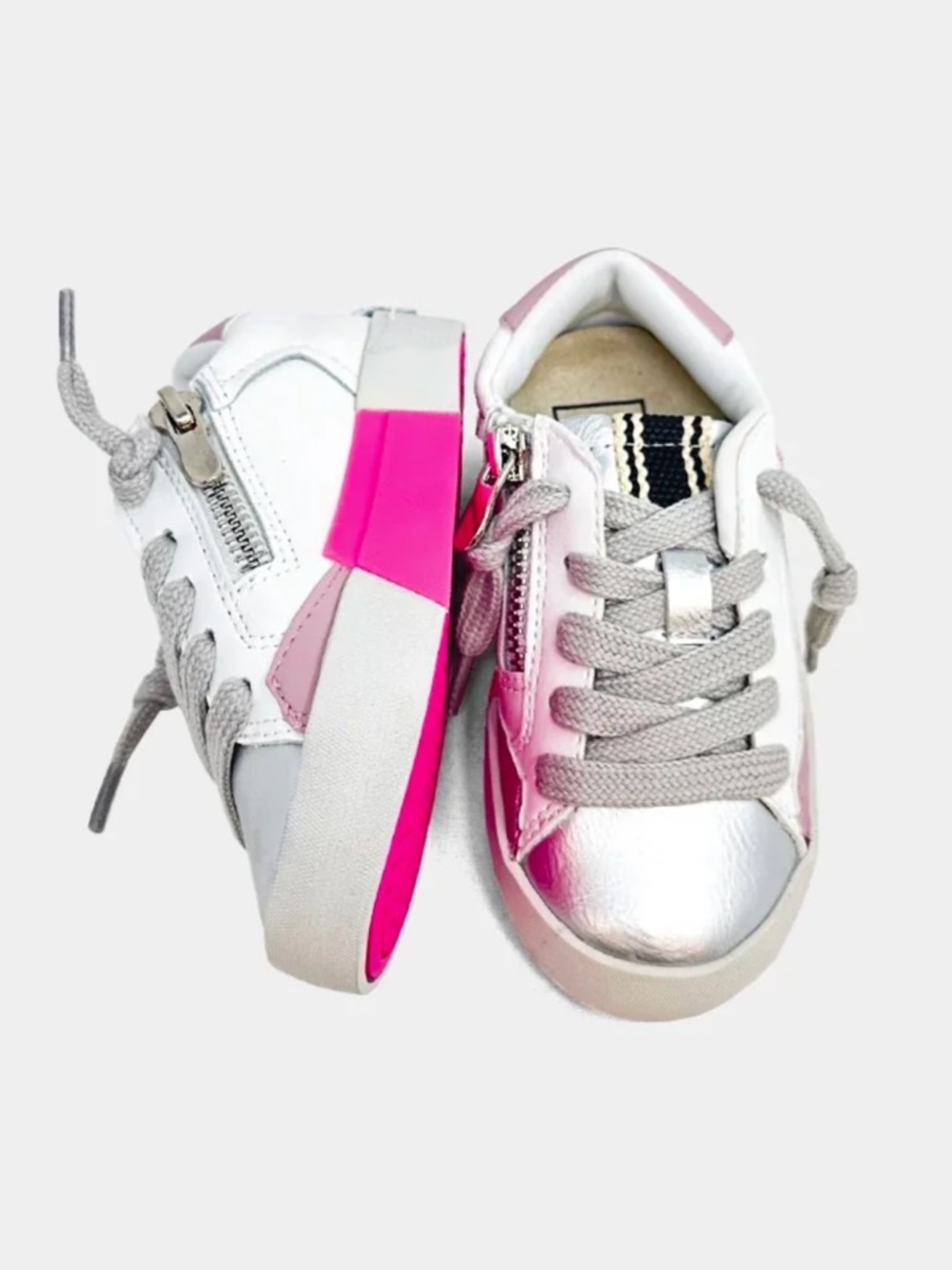 ShuShop Silver and Hot Pink toddler Sneakers